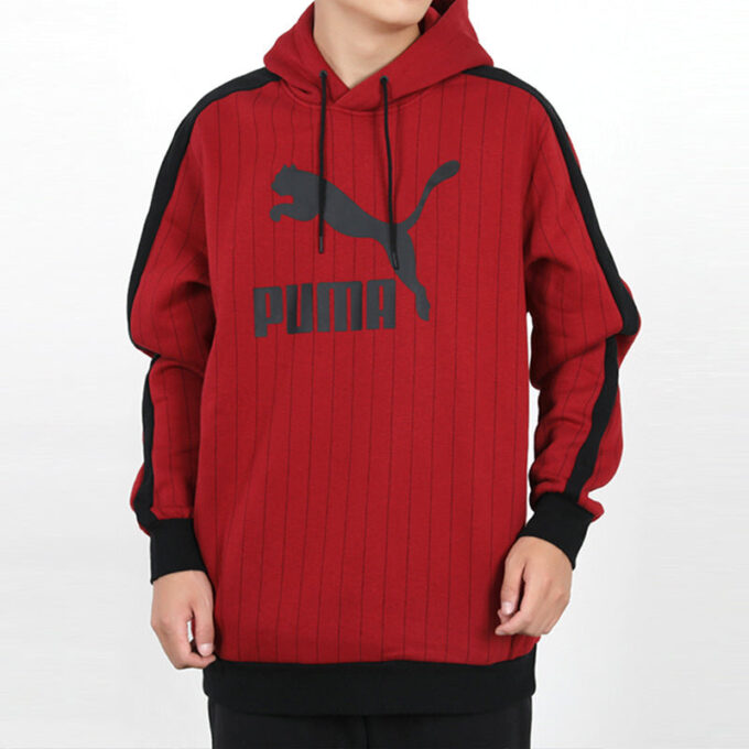 Pinstripe Aop Pullover Hettegenser &laquo;Rød&raquo;