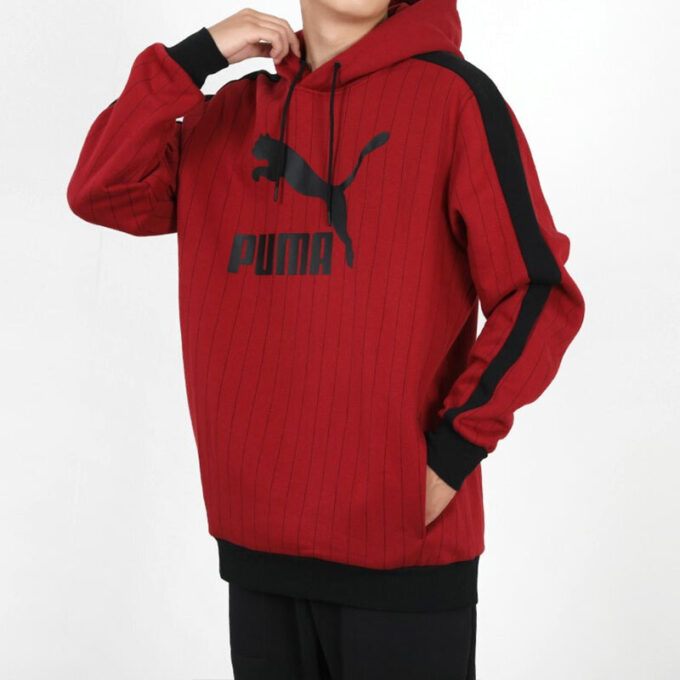 Pinstripe Aop Pullover Hettegenser &laquo;Rød&raquo;