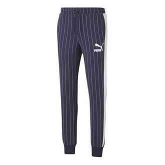 Pinstripe Casual Fleece Lined Long Pants Blå