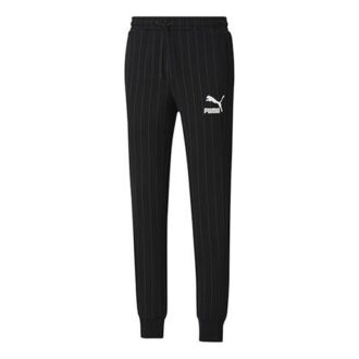 Pinstripe Casual Fleece Lined Long Pants Svart