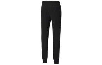 Pinstripe Casual Fleece Lined Long Pants Svart