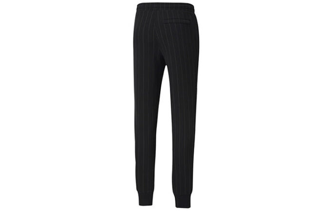 Pinstripe Casual Fleece Lined Long Pants Svart