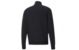 Pinstripe Track Top Stripe Fleece Lined Stand Collar Glidelåsjakke Svart