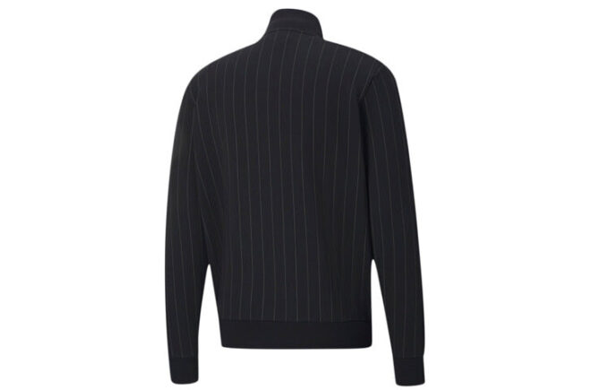 Pinstripe Track Top Stripe Fleece Lined Stand Collar Glidelåsjakke Svart