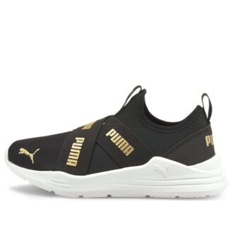 (PS) Slip-On Run med kabel «Black Team Gold»