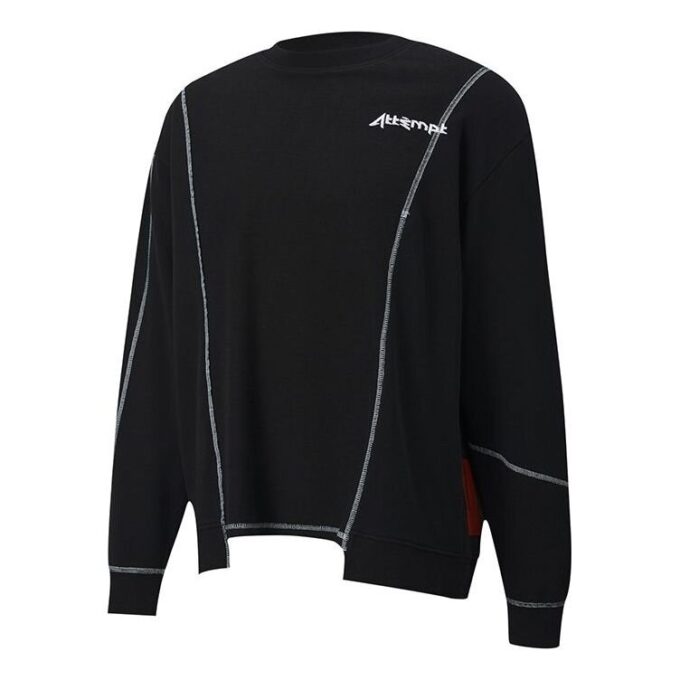 PUMA x ATTEMPT Crossover Casual Rund Hals Kontrastfarger Lange Ermer Svart
