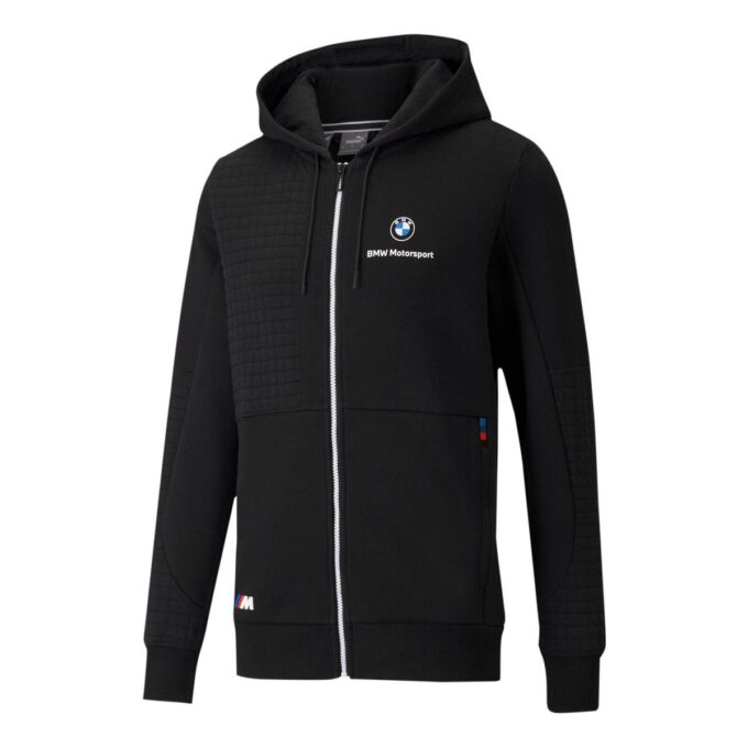 PUMA x BMW M Motorsport Regular Fit Full-Zip Hettegenser med normal passform, «Svart og hvit»