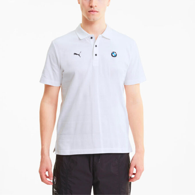 PUMA x BMW Motorsport stripete kortermet poloskjorte «Hvit svart»