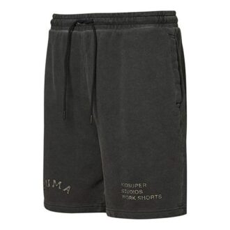 PUMA x Kidsuper Studios Crossover Logo Alfabet Brodert Distress Drawstring Sportshorts Svart