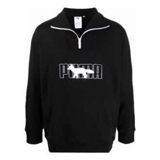 PUMA x Maison Kitsun Genser med halv glidelås «Svart og hvit»