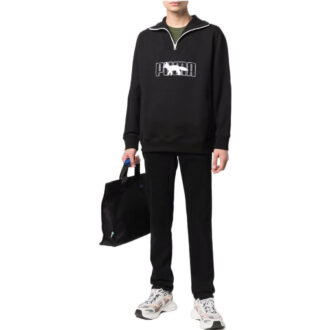 PUMA x Maison Kitsun Genser med halv glidelås «Svart og hvit»