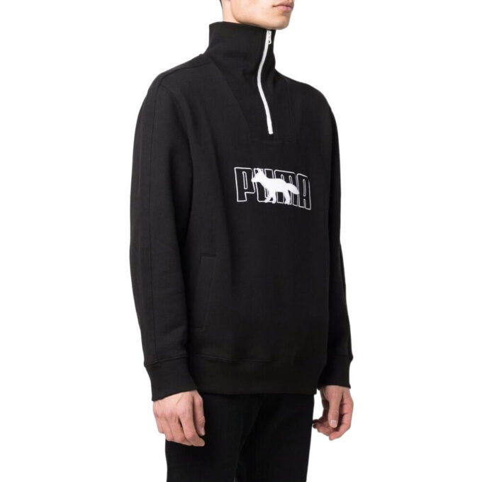 PUMA x Maison Kitsun Genser med halv glidelås «Svart og hvit»