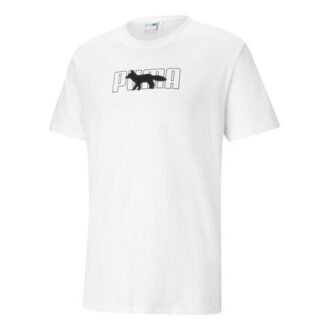 PUMA x Maison Kitsune Unisex Broderi Rund Hals Hvit