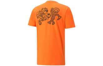 PUMA x Mr Doodle RELAXED T-skjorte med trykk, korte ermer, flammeoransje