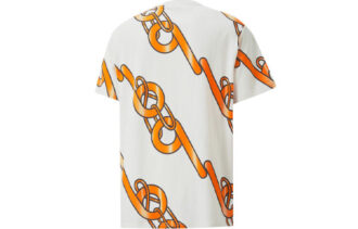 PUMA x PRONOUNCE Unisex Graphic T-skjorte med kryssede kjeder, trykk, Athleisure, fritid, sport, korte ermer, kremhvit