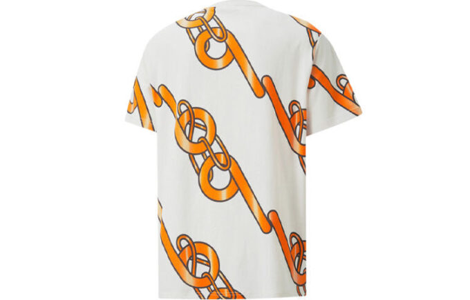PUMA x PRONOUNCE Unisex Graphic T-skjorte med kryssede kjeder, trykk, Athleisure, fritid, sport, korte ermer, kremhvit