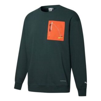PUMA x Roaringwild Pocket Crew Neck Genser «Olivengrønn Oransje»