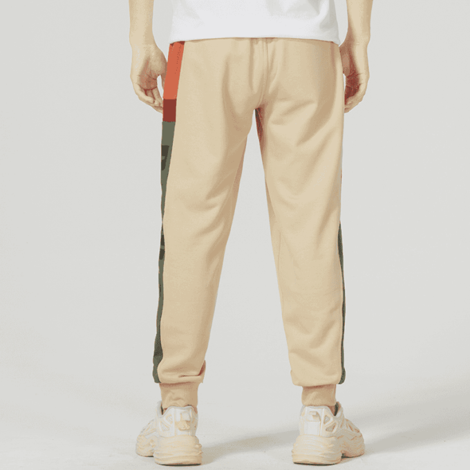 Retro Block Joggebukse &laquo;Beige Grå Rød Svart&raquo;