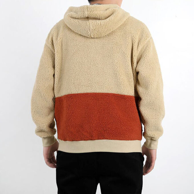 Retro Block Sherpa Full-Zip Hettegenser &laquo;Beige Rød Grønn&raquo;