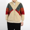 Retro Block Sherpa Jakke &laquo;Brun Rød Grønn&raquo;