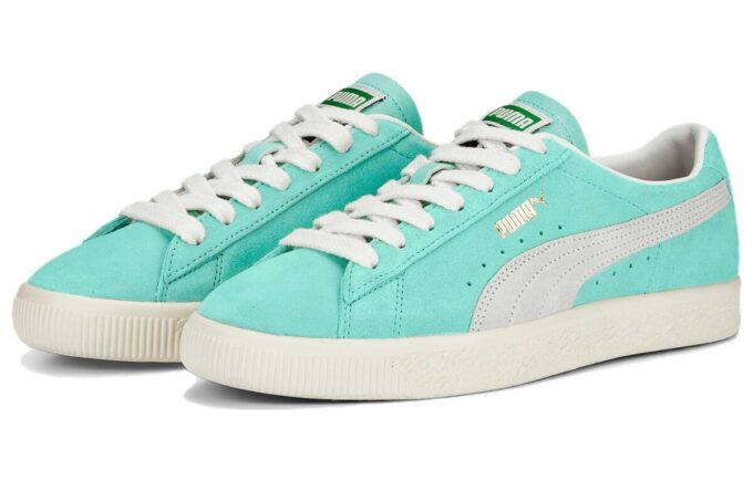 Semsket skinn vintage &laquo;Mint Frosted Elfenben&raquo;