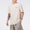 Sport Alfabet Tegneserie Trykk Rund Hals Kortermet Beige