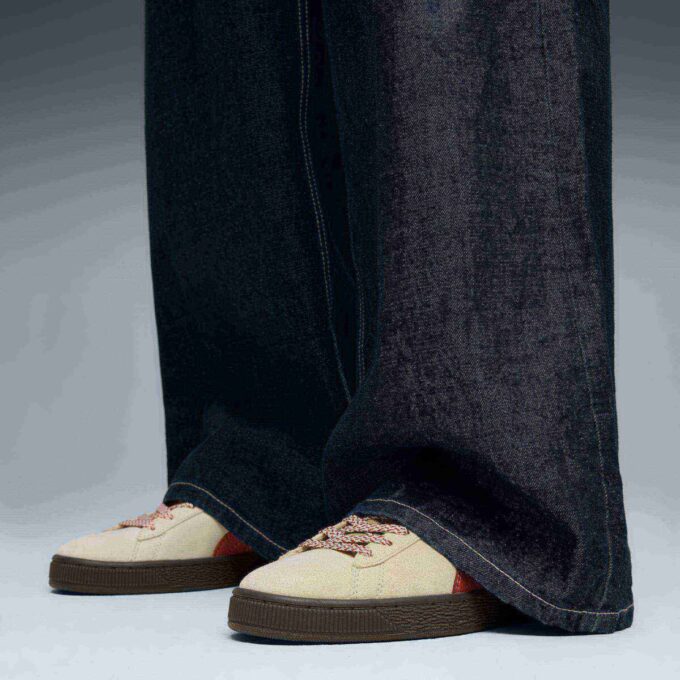 Suede joggesko i semsket skinn