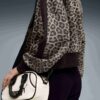 T7 Leopard Luxe Dame Genser med dyreprint og rund hals