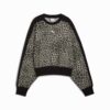 T7 Leopard Luxe Dame Genser med dyreprint og rund hals