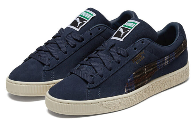 Unisex semskede klassiske flanellsneakers i blått