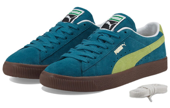 Unisex semskede Vtg-sneakers i blå/grønn