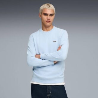 Wardrobe Essentials Semsket genser med rund hals for menn