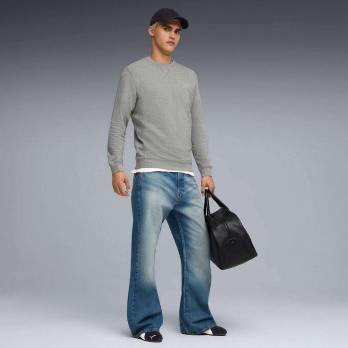 Wardrobe Essentials Semsket genser med rund hals for menn