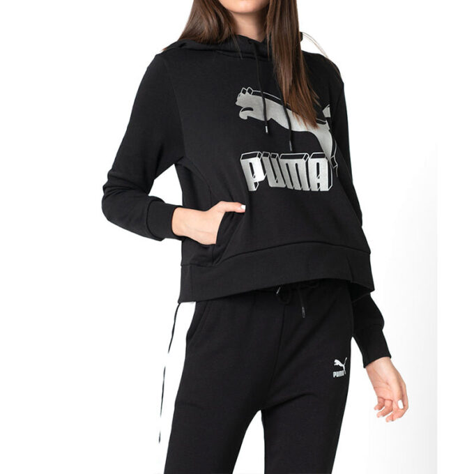 (WMNS) Avslappet sport svart hettegenser