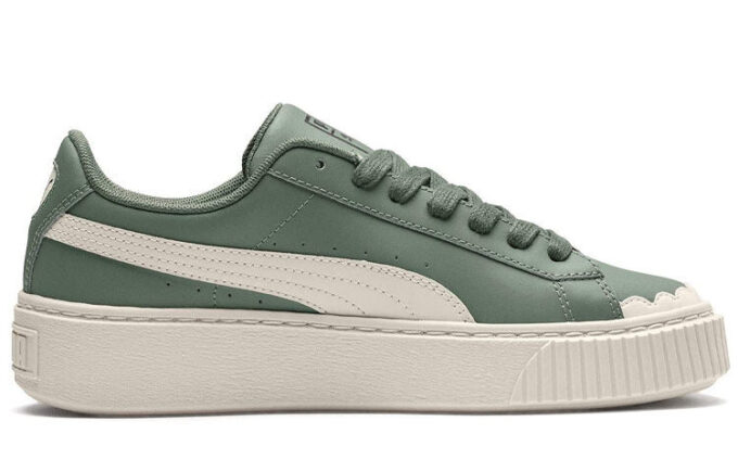 (WMNS) Basket Platform Scallop Sneakers Grønn/Hvit