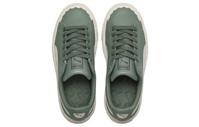 (WMNS) Basket Platform Scallop Sneakers Grønn/Hvit