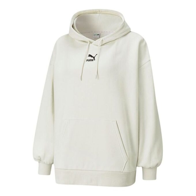 (WMNS) Classics Oversized Logo Print Plus Fleece Keep Warm Hettegenser Grå