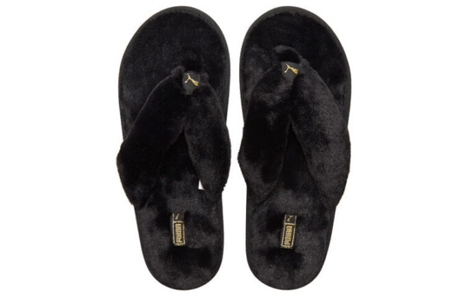 (WMNS) Fluff Flip Slide «Black Team Gold»