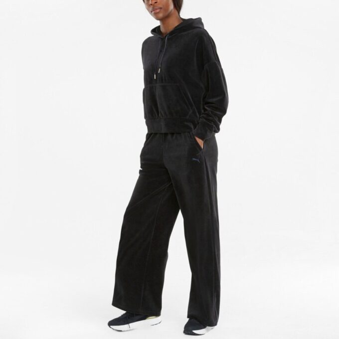 (WMNS) Hennes velour-hettegenser «Svart»