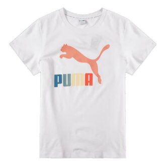 (WMNS) Klassisk Logo Interest T-skjorte med logo, avslappet rund hals, korte ermer, hvit