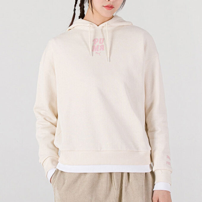 (WMNS) Lagdelt Print Fake Two Hettegenser Hvit