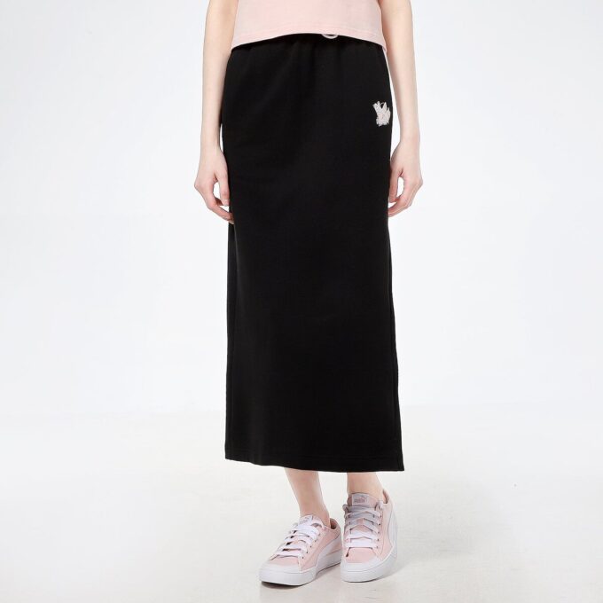(WMNS) Langt skjørt med logotrykk, svart