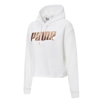 (WMNS) Metallisk Logo Hettegenser «Hvit Gull»