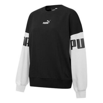 (WMNS) Power Color Blocking Crew Logo Print GenserSvart