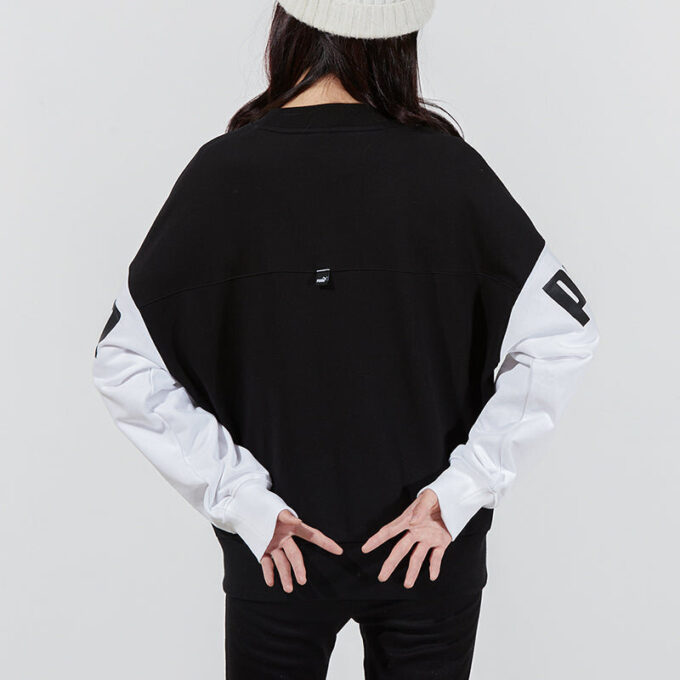 (WMNS) Power Color Blocking Crew Logo Print GenserSvart