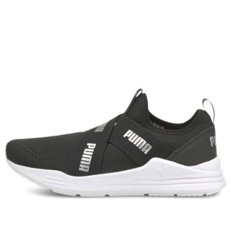 (WMNS) Running Slip-On med kabel «Svart sølv»