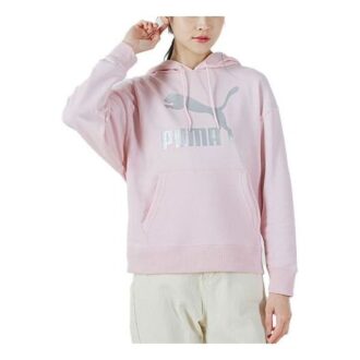 (WMNS) Stor Logo Athleisure Casual Sports Hettegenser Rosa