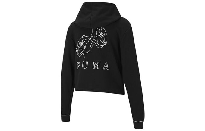 (WMNS) Style Cat Hettegenser med hettegenser Strikket Kort Svart