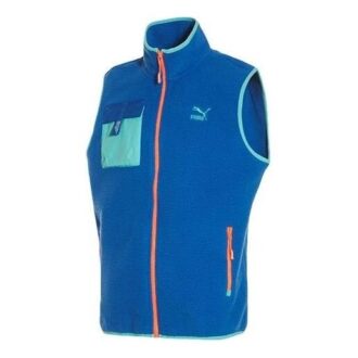 XTG Trail Fleece Vest med full glidelås og lomme &laquo;Blå Oransje&raquo;