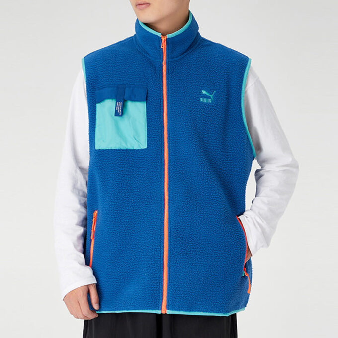 XTG Trail Fleece Vest med full glidelås og lomme &laquo;Blå Oransje&raquo;